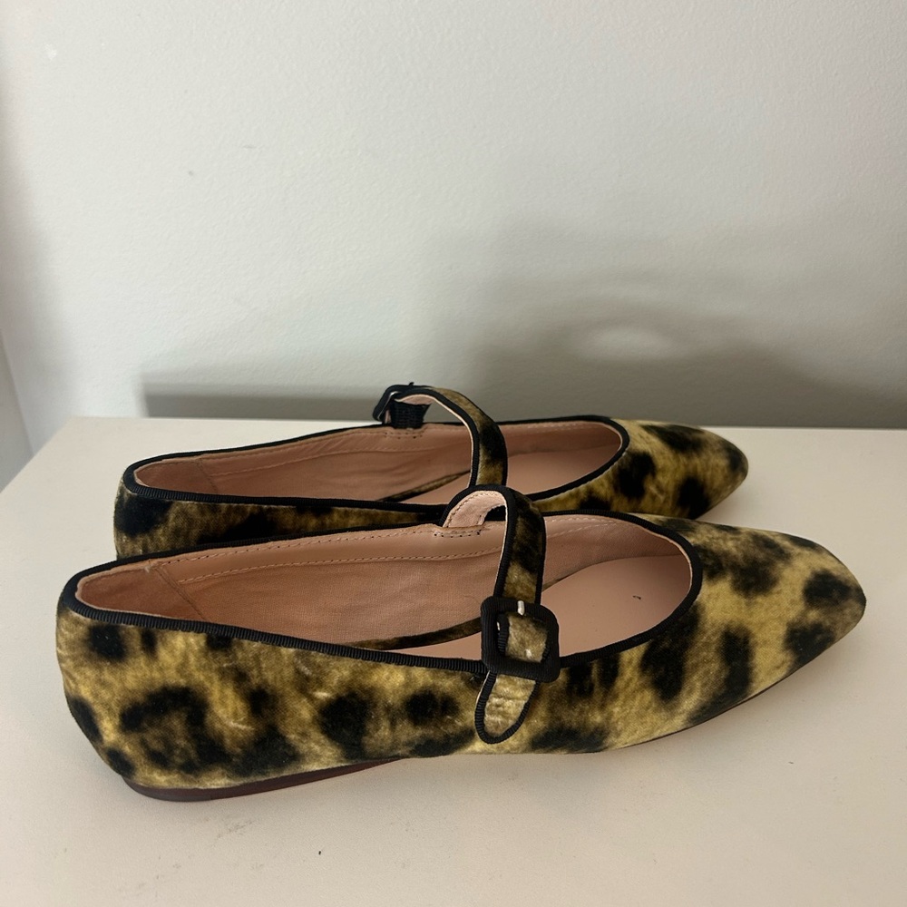 Loeffler Randall Ginger Leopard Velvet Mary Jane Flats - Picture 3 of 6